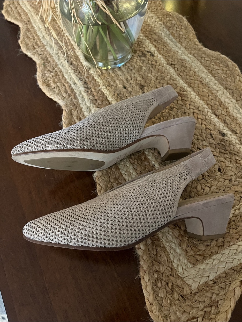 Eileen Fisher Beige Knit Slingback Mules - Picture 2 of 3